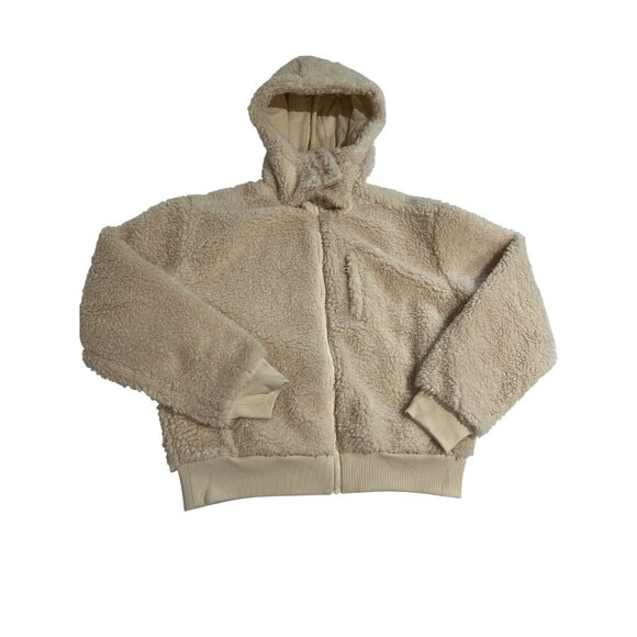 Beyond Yoga Adventure Hooded Faux Fur Jacket in Ivory